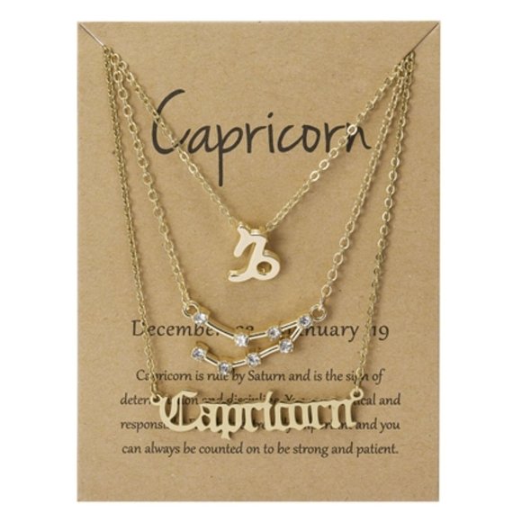 Capricorn Astrology Horoscope Sun Sign 3 PC Gold Dipped Chain Necklace NEW - Picture 4 of 4